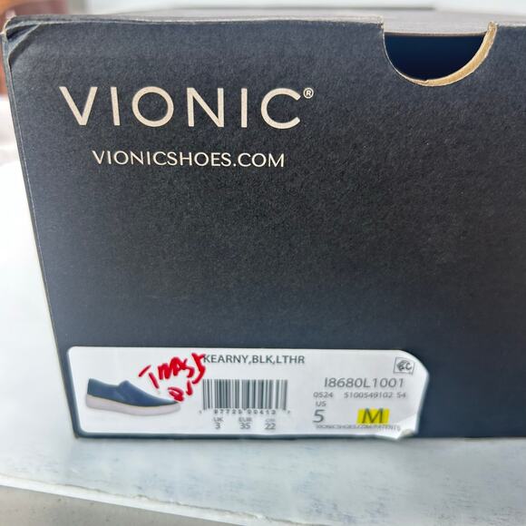 7 Vionic Kearny Platform Leather Slip-On Sneaker Loafer Black Women 5M preloved - Picture 10 of 10